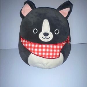 Squishmallows Black and White Dog with Red Bandana